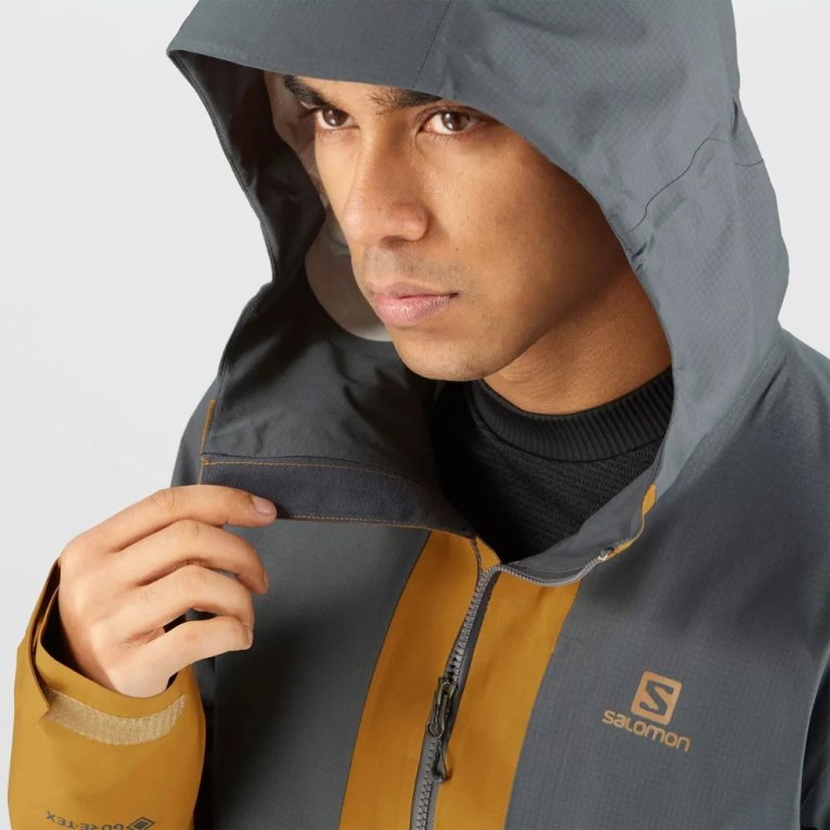 Chaquetas Shell Salomon Outline GTX Híbrido Impermeables Hombre Amarillos Grises Oscuro | MX FXGN579